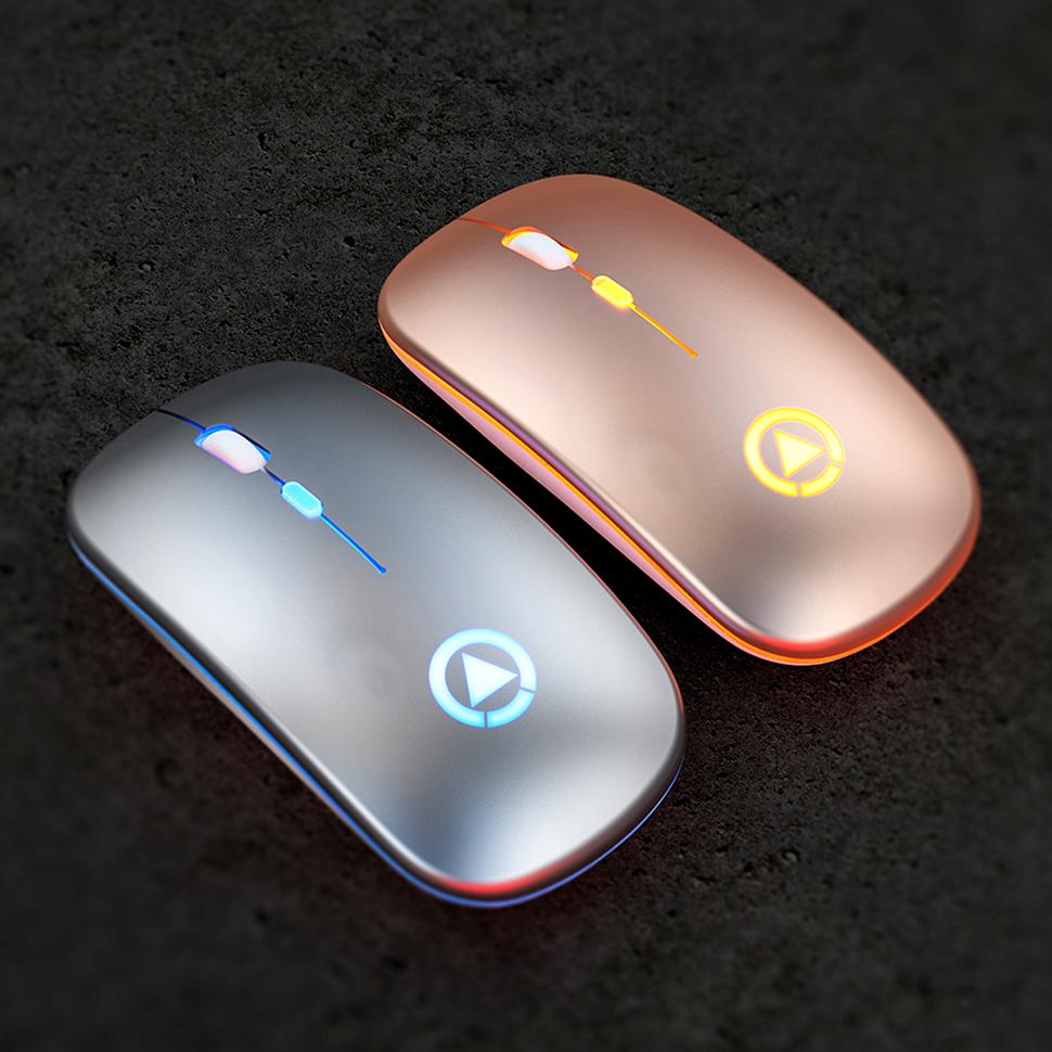 LED Backlit Sạc Không Dây USB Thu Công Thái Quang Chơi Game Im Lặng Máy Tính Laptop Chuột Wirelesss