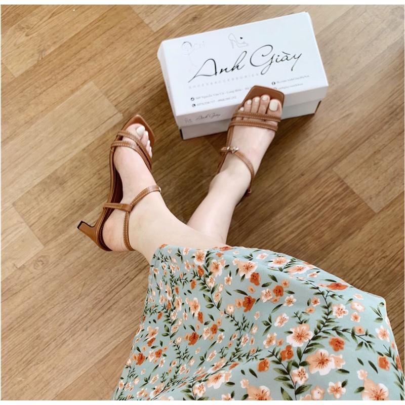 SD74 - Sandal dây mảnh 2 quai dây sườn gót dẹt 5p da lì cực xinh