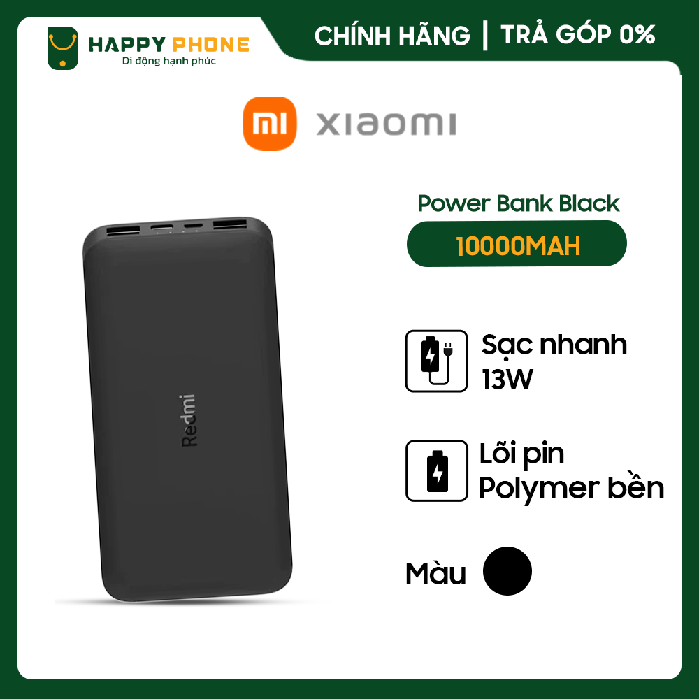 Pin sạc dự phòng XiaoMi Power Bank 10000MAH Redmi đen (VXN4305GL) - Hàng chính hãng