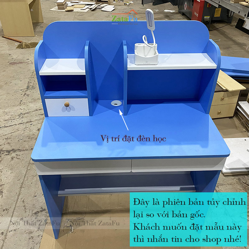 Bàn Học Sinh Cho Bé Tiểu Học Có Kệ Sách Ván MDF dày 17mm BLV-01 ZataFu