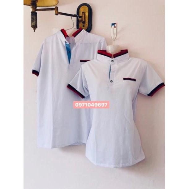 Áo thun cổ trụ unisex viền trang trí