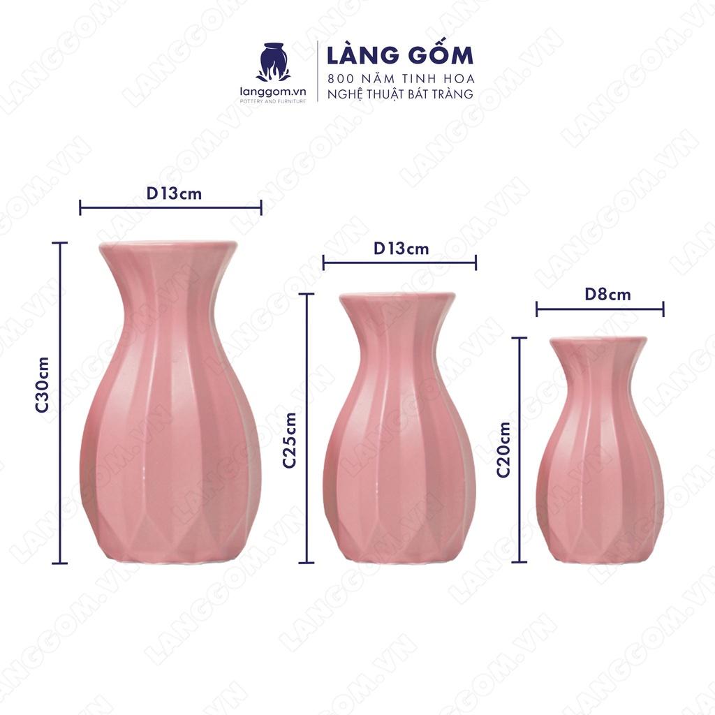 Bình hoa trang trí, Lọ hoa men mát múi khế - Gốm sứ Bát Tràng - langgom.vn