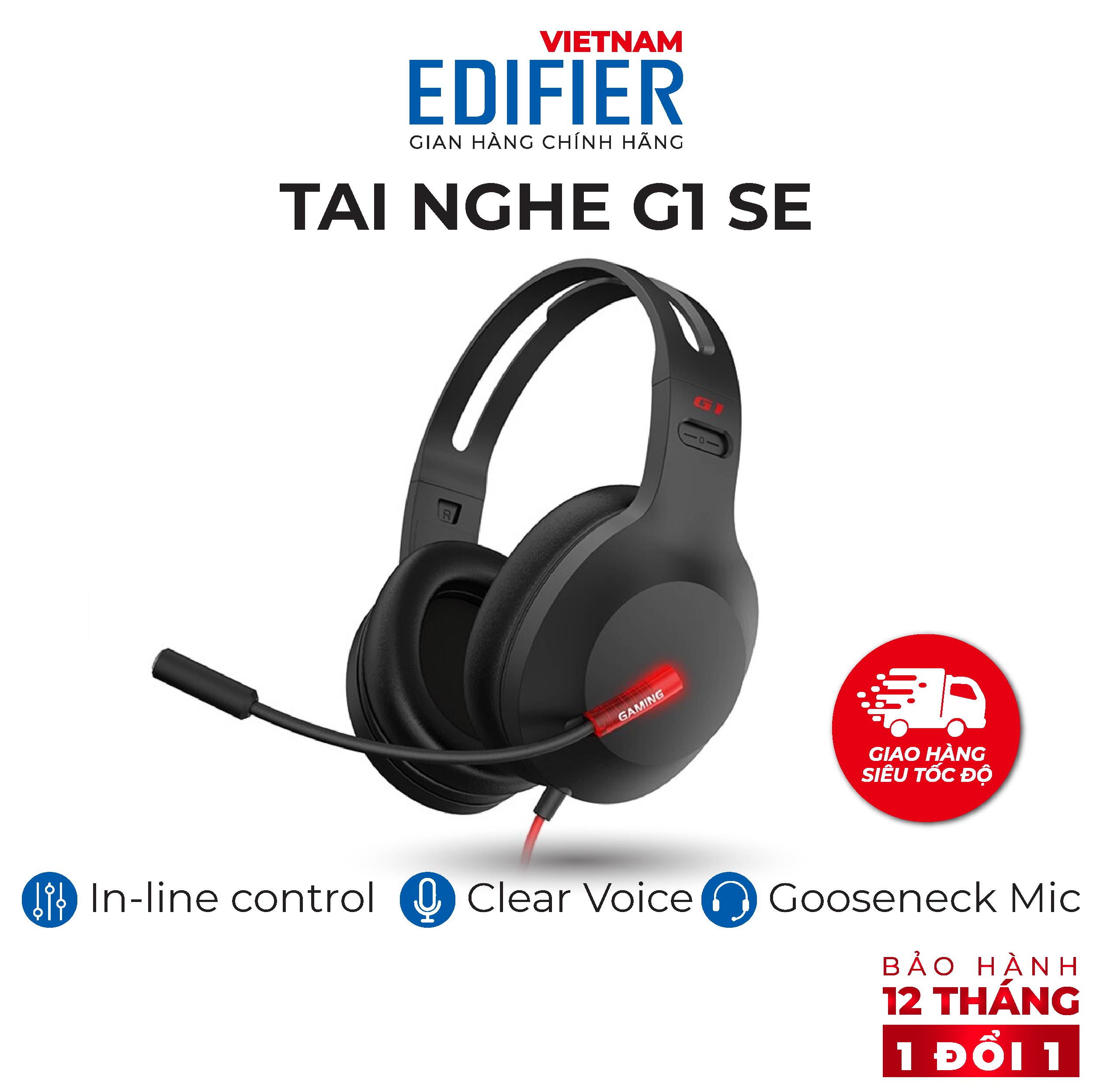 Tai nghe Gaming EDIFIER G1 SE Micro chống ồn uốn cong 360 độ - Cổng kết nối 3.5mm - Đệm tai êm ái - Điều khiển trên dây - Hàng chính hãng