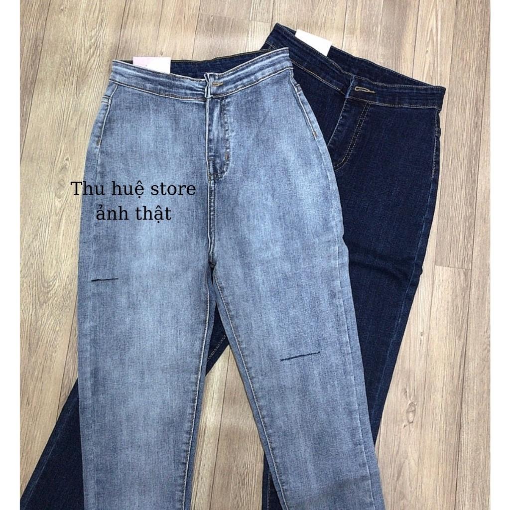 Quần Jean Nữ Lưng Cao Rách Kiểu Chất Jean Co Giãn Chuẩn Xịn