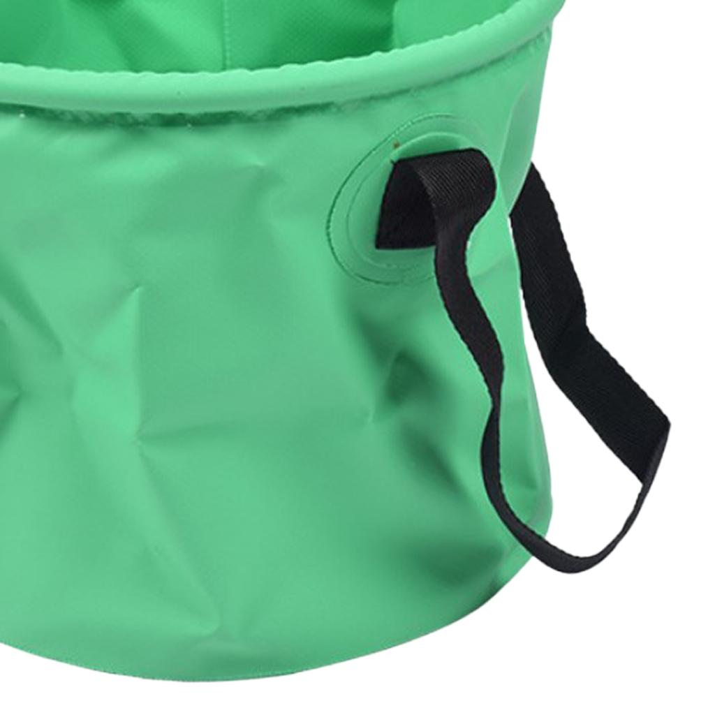 Outdoor Collapsible Water Bucket Carrier Leakproof Folding Pail Green 10L