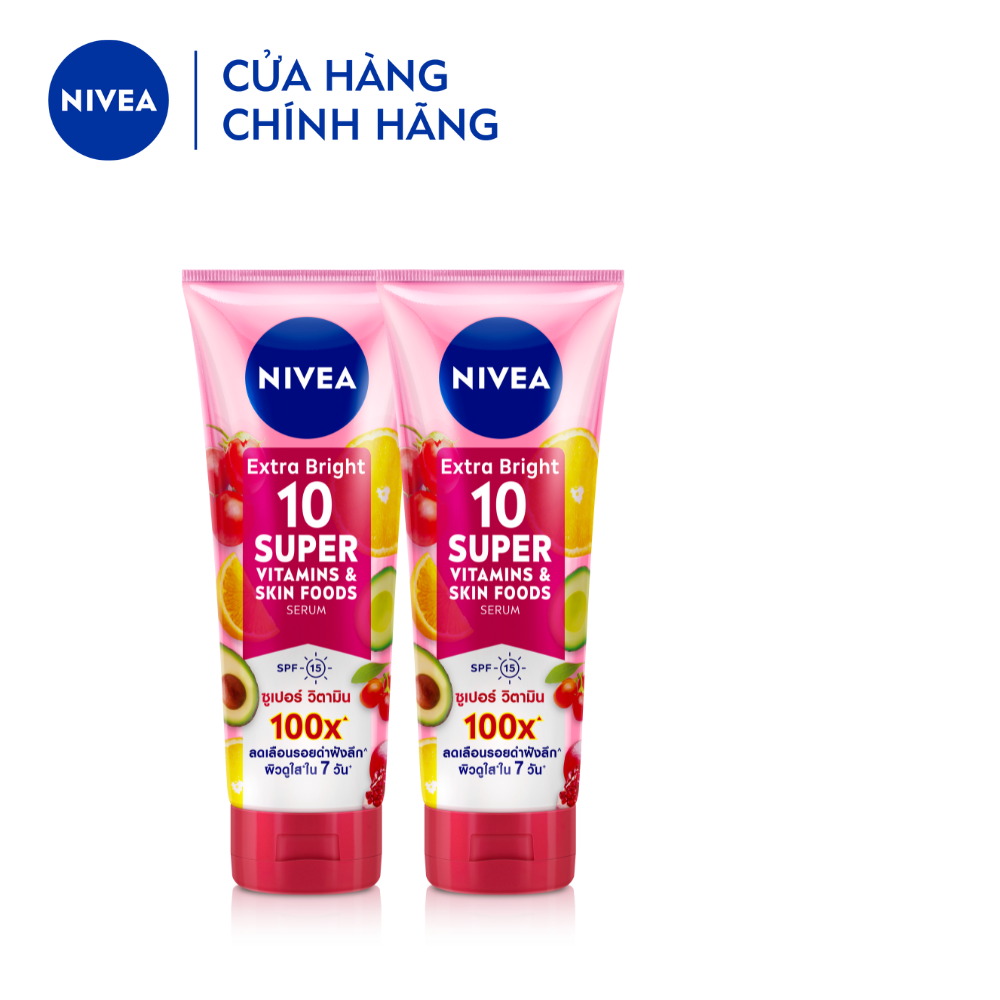 Bộ 2 Serum Dưỡng Thể NIVEA 10 Super Vitamins &amp; Skin Foods Sáng Da | Mờ Thâm &amp; Đốm Nâu Sau 7 Ngày (180 Ml) - 93767