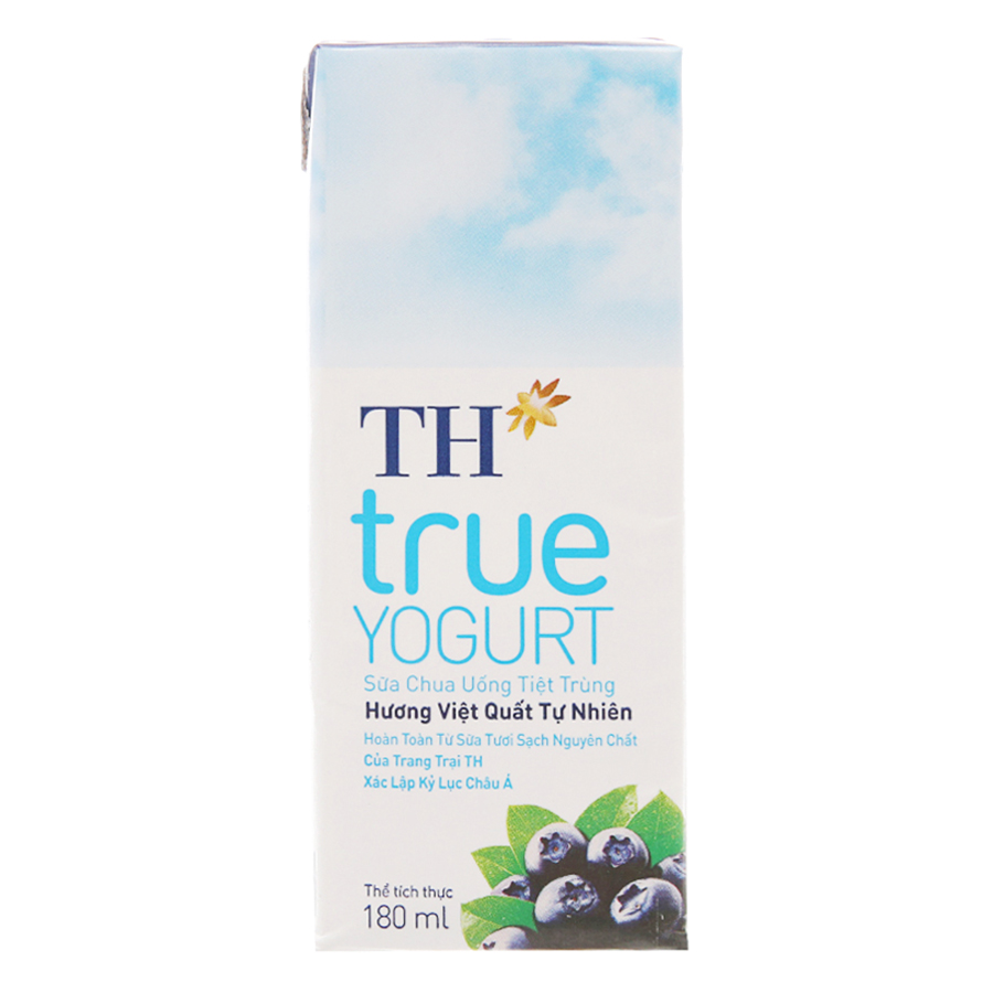 Thùng Sữa Chua Uống Tiệt Trùng Hương Việt Quất Tự Nhiên TH True Yogurt (180ml x 48 Hộp)