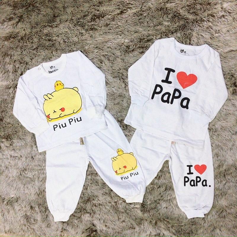 Combo 2 bộ đồ dài trắng bosbibi in hình thú Bo014 cho bé