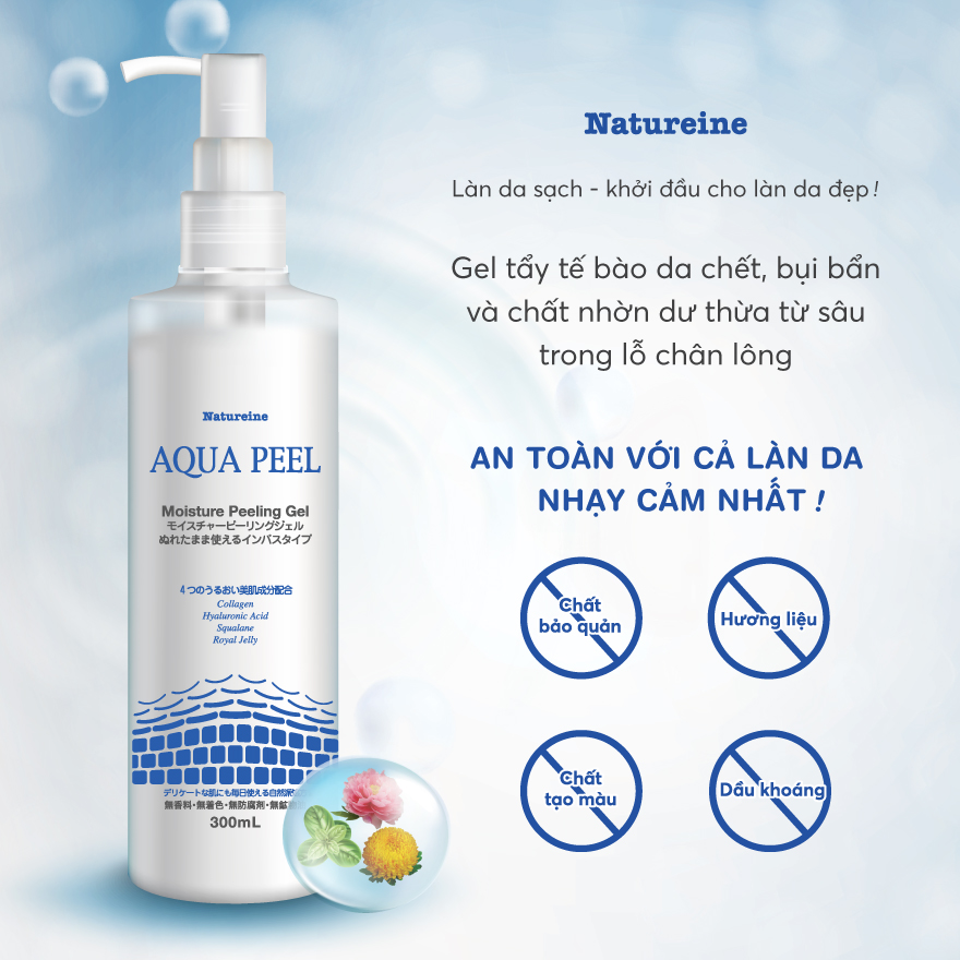 Tẩy Tế Bào Da Chết Natureine Aqua Peel Moisture Peeling Gel - Nhật Bản