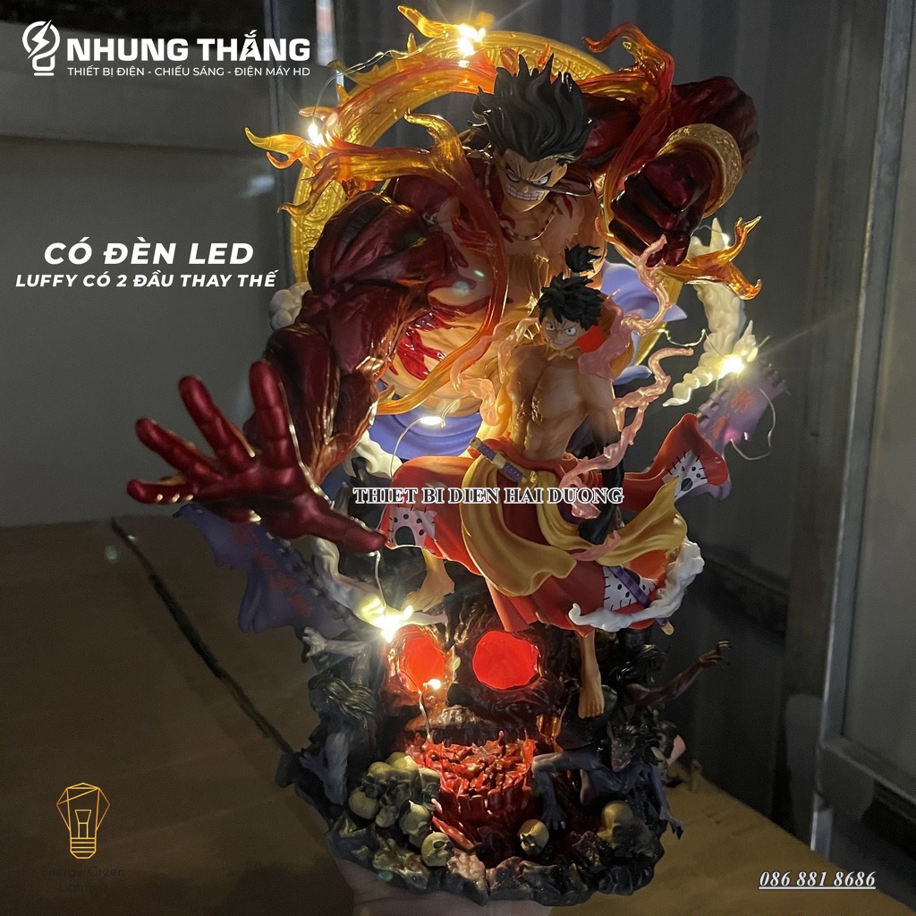 Mô Hình One Piece Monkey D Luffy Gear 4 Cao Cấp OP-001 -  Có Đèn LED - Chiến Đấu Thần Fudo Kaido - 2 Đầu Thế - CÓ VIDEO