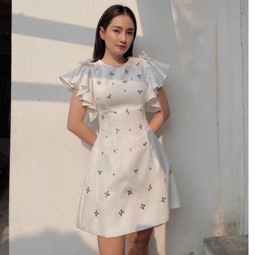 Đầm xòe đính đá tay cánh tiên dự tiệc sang chảnh, Váy đầm Đẹp giá rẻ