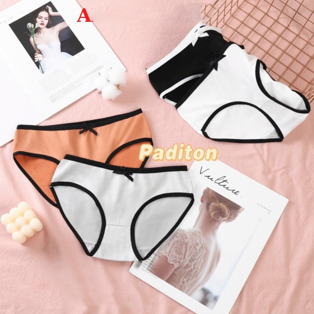 QUẦN LÓT COTTON NỮ VIỀN ĐEN - B03