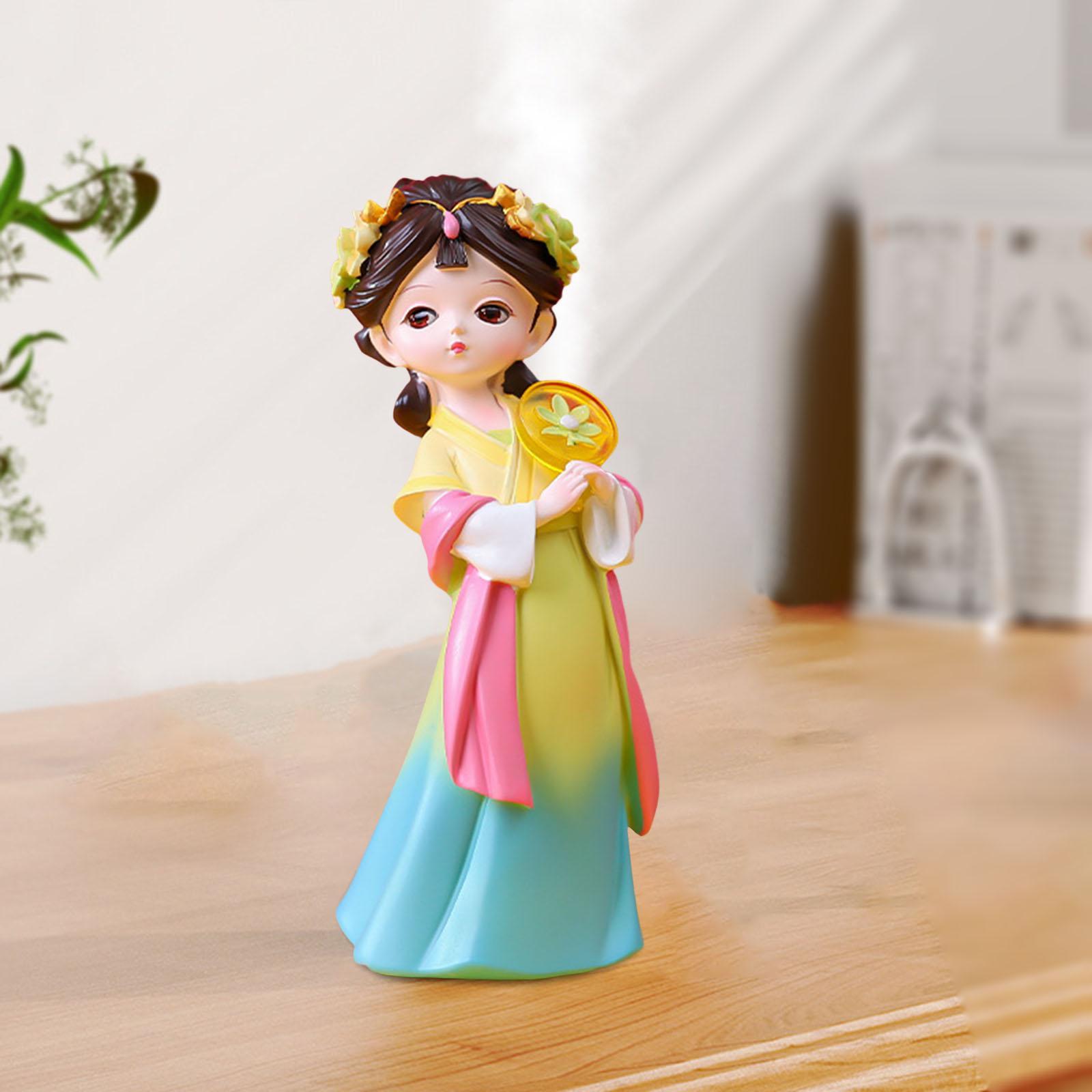 Traditional Chinese Girls Statue Sculpture Table Centerpiece Collectible Home Resin Figurines for Cabinet Entryway Living Room Party Wedding