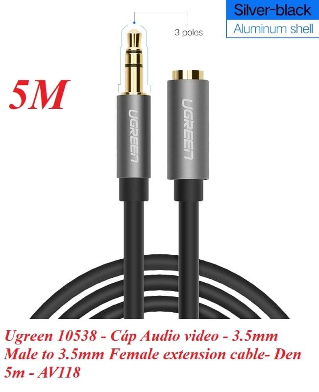 Ugreen UG10538AV118TK 5M màu Đen Cáp âm thanh 3.5mm nối dài - HÀNG CHÍNH HÃNG