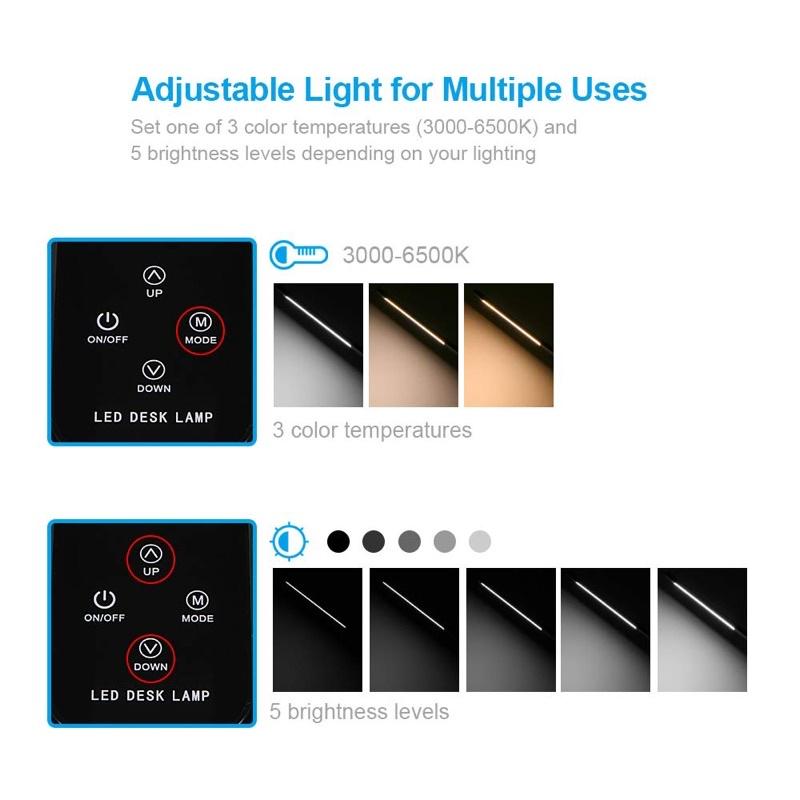 Đèn làm việc led cảm ứng có 3 chế độ, 5 mức độ sáng tích hợp cổng sạc usb