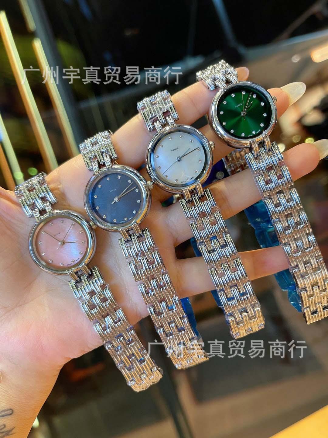 Kinh doanh wechat thuận lợi nhất dijia phong cách nóng bỏng mặt số xà cừ nạm kim cương đồng hồ đeo tay nữ thạch anh dây thép đơn giản thời trang