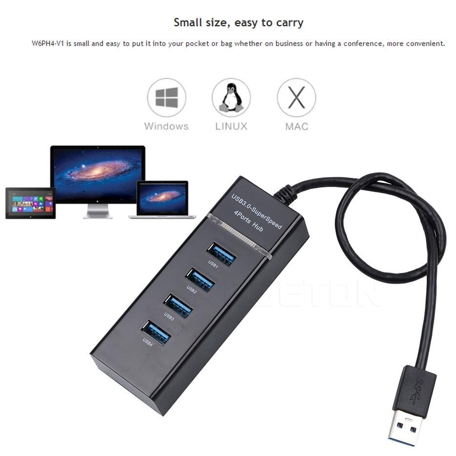 Hub Chia 4 Cổng USB 2.0 Tốc Độ Cao Tương Thích Windows PC/Mac/Laptop/Máy In Di Động HDD
