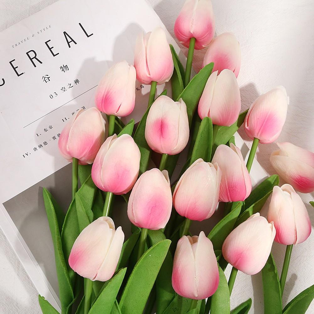 Combo 10 Bông Hoa Tulip giả PU cao cấp - Hoa lụa trang trí tuyệt đẹp - Hoa giả để bàn