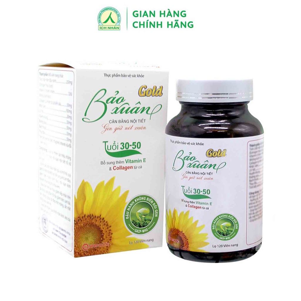 [Chính Hãng + Freeship] Viên uống Bảo Xuân Gold, Tăng Cường Nội Tiết Tố, Bổ Sung Estrogen thảo mộc, Làm đẹp da (Lọ 120v)