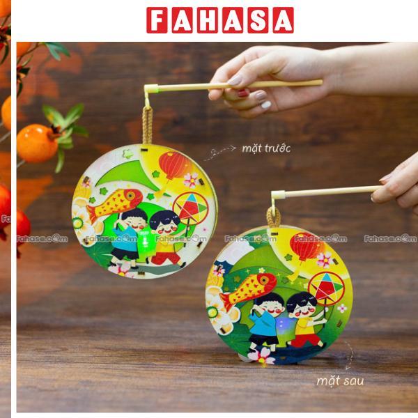 Lồng Đèn Trung Thu Gỗ 2 Mặt Màu - Bách Mộc - Rước Đèn Tròn
