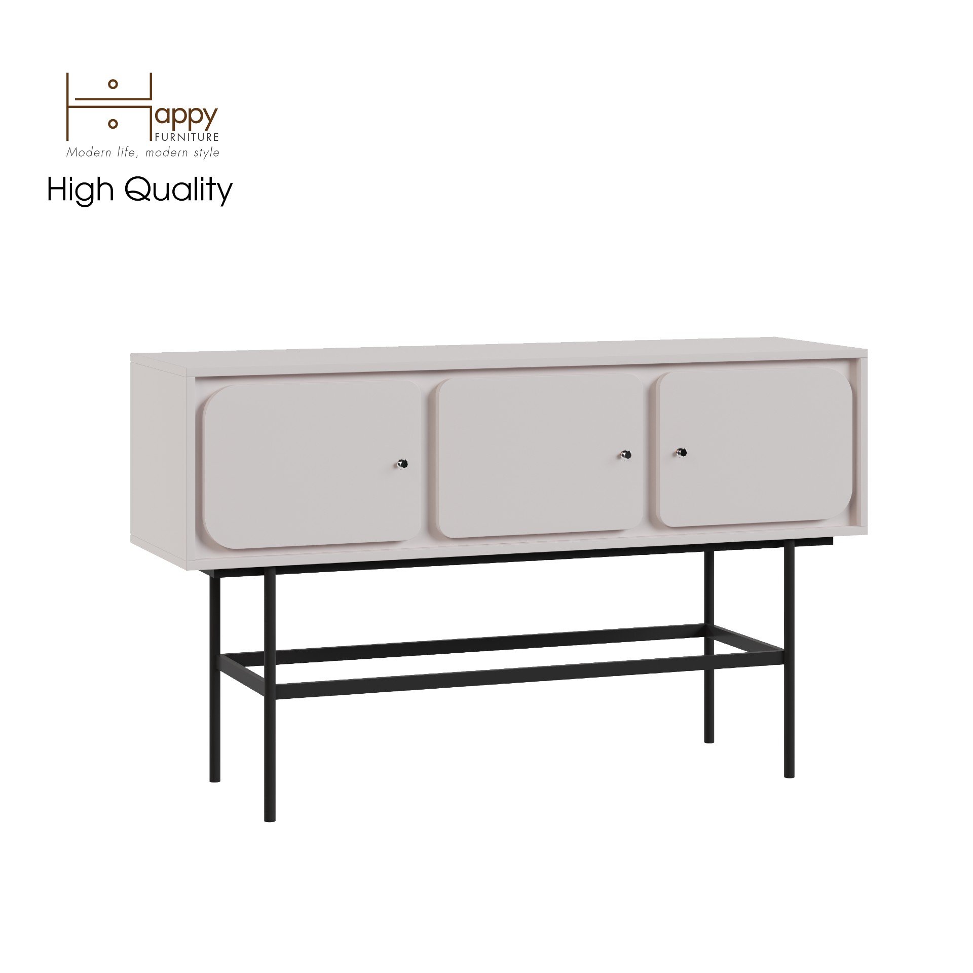 [Happy Home Furniture] SWEETY, Tủ lưu trữ 3 cửa mở - chân sắt, 136cm x 40cm x 82cm ( DxRxC), TCM_064