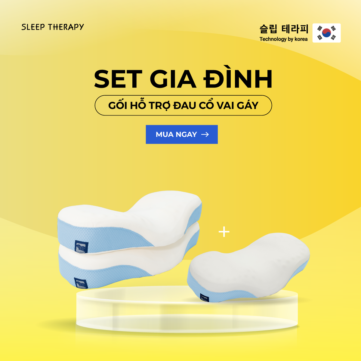Set gối gia đình - Gối ngủ ngon giảm đau vai gáy cổ - Sleep Therapy - Màu ngẫu nhiên