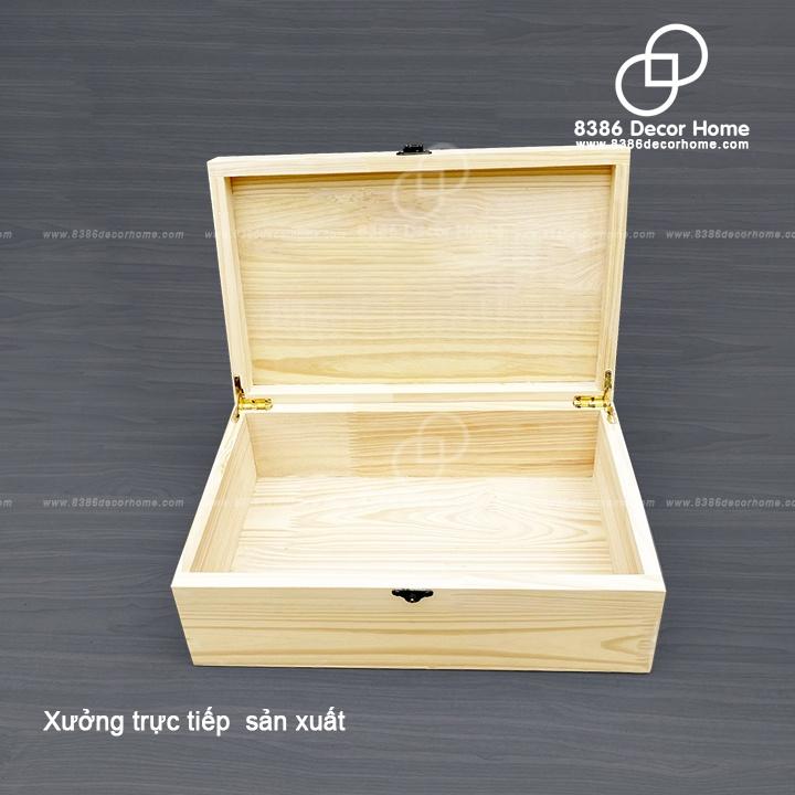 Hộp gỗ chữ nhật có nắp gỗ đựng đồ, tủ gỗ pallet đa năng