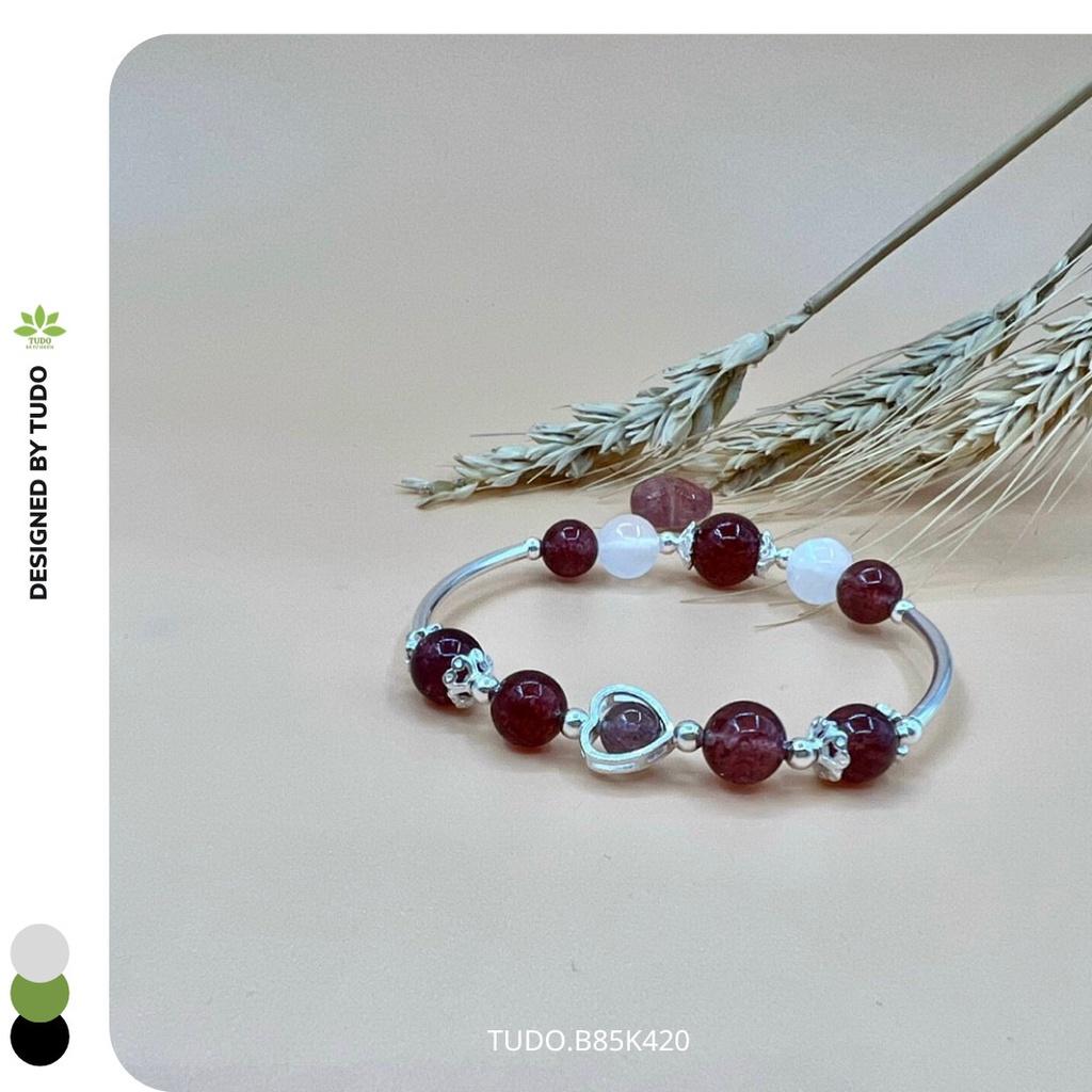 Vòng Tay Nữ Đẹp - Vòng Phong Thủy Mệnh Hỏa Thổ TUDO VCBTADH VCBMOON AG925 B85K420 Charm Trái Tim - Tình Duyên