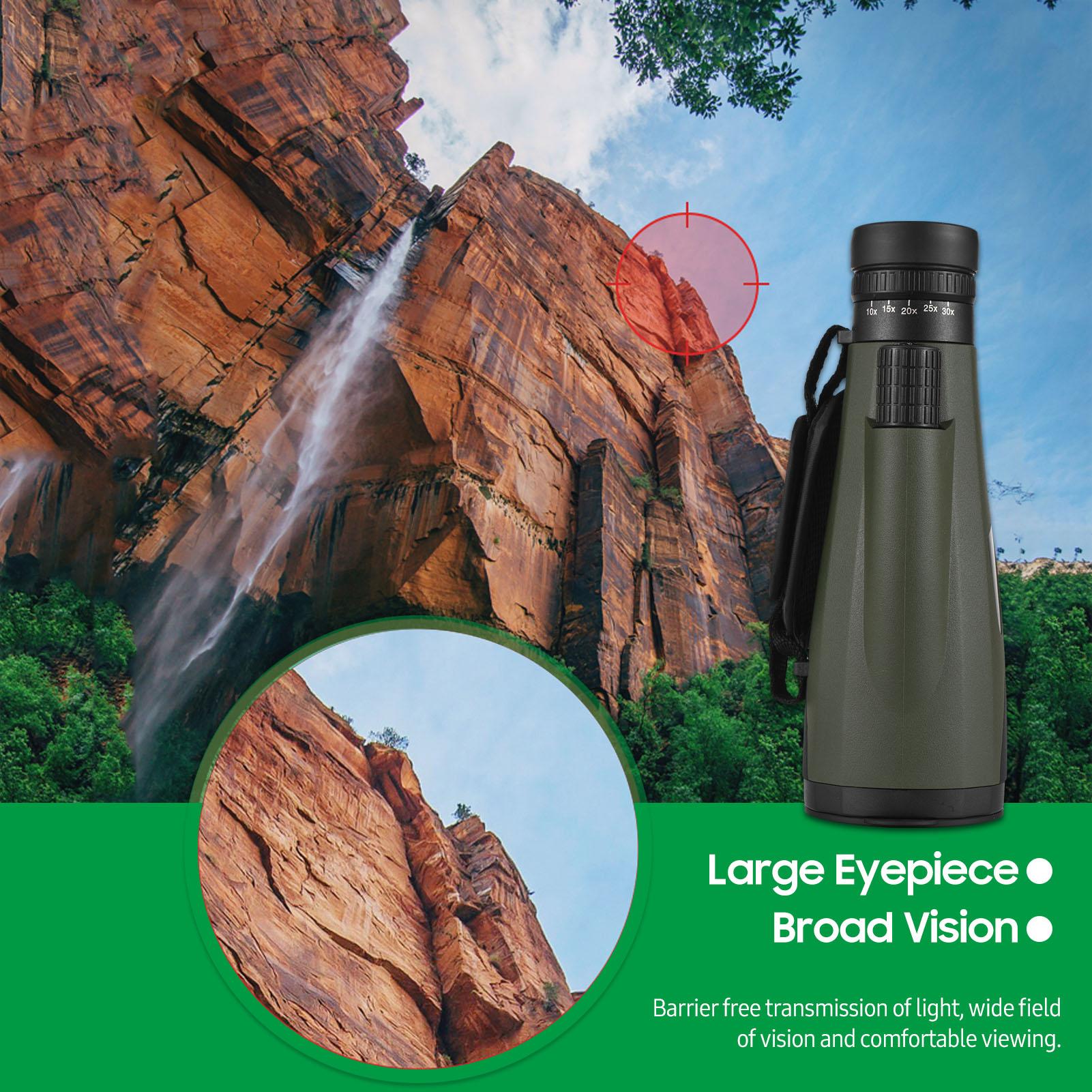 10-30x60 Zoom Monocular BAK4 Prism Waterproof Monocular Phone Telescope for Wildlife Birds Watching Camping Hiking Tourism Living Concert