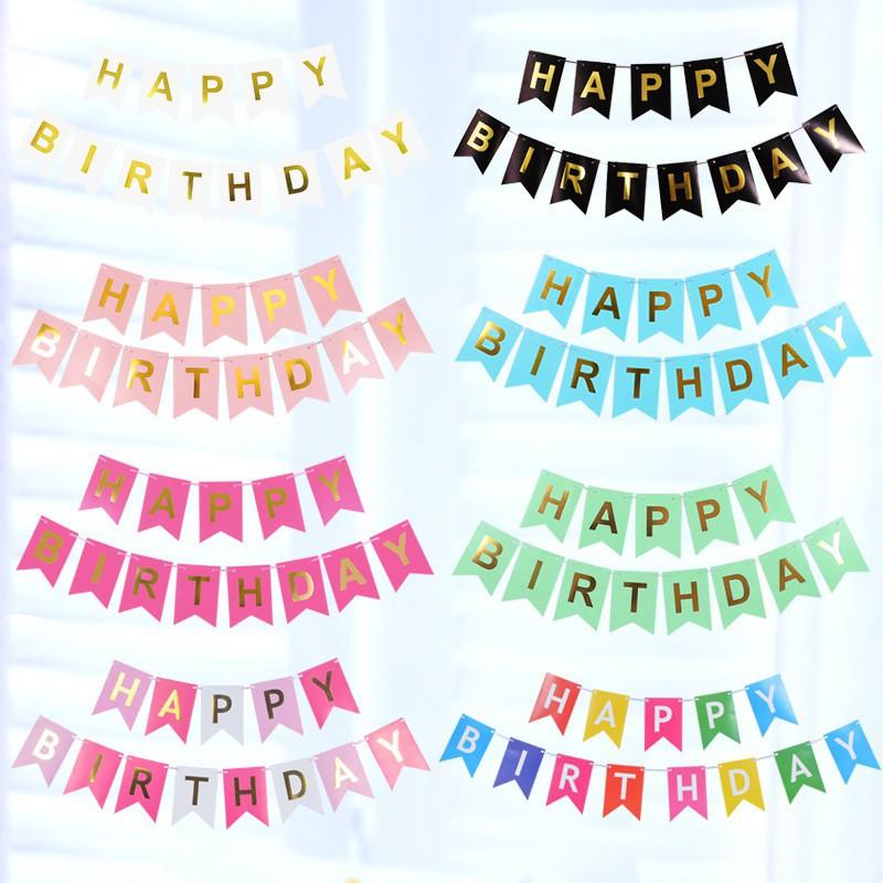 Dây chữ happy birthday dây treo sinh nhật bằng giấy kiểu đuôi cá