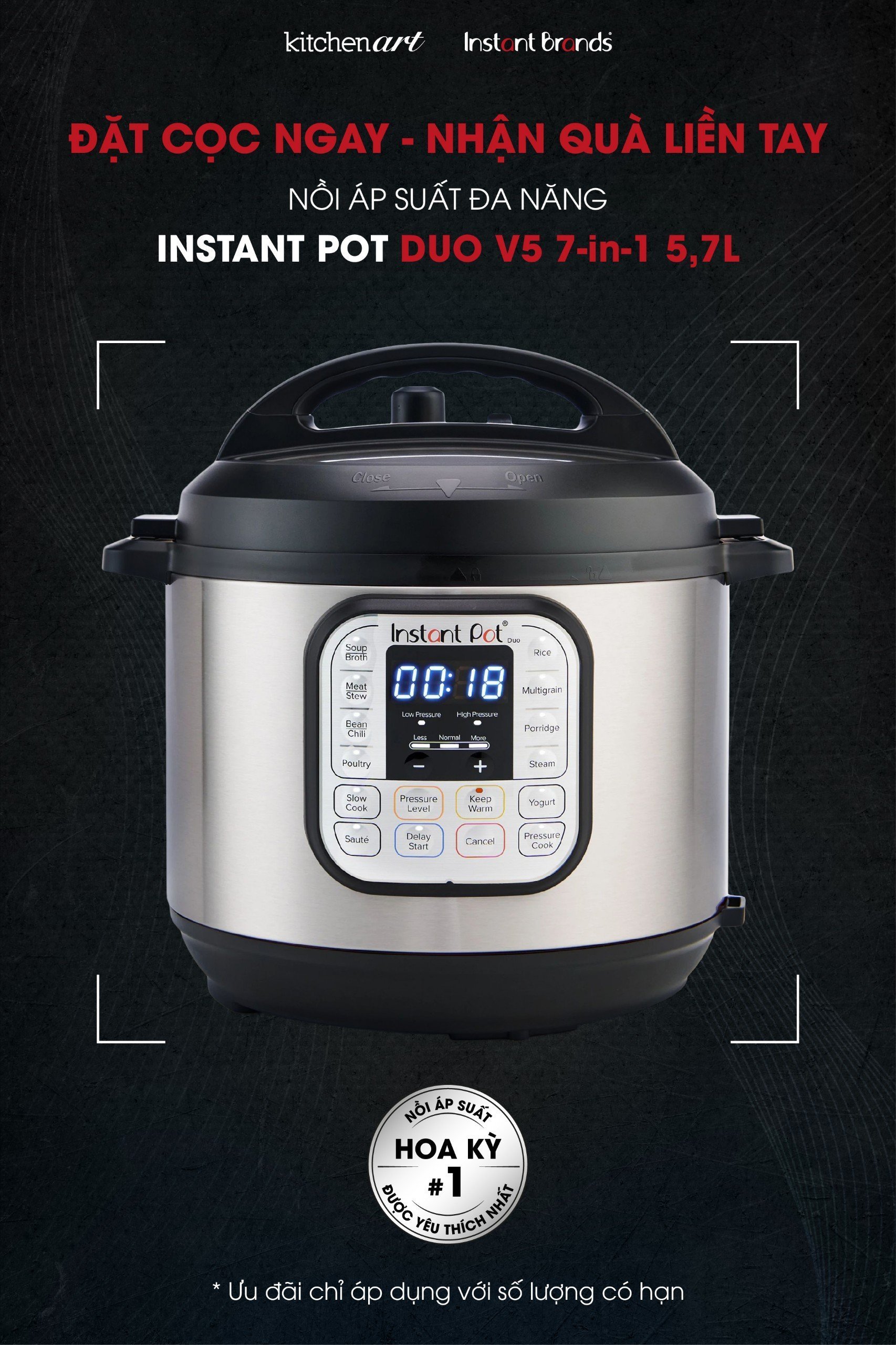 Nồi áp suất Instant pot Duo V5 - bản cải tiến - Hàng chính hãng