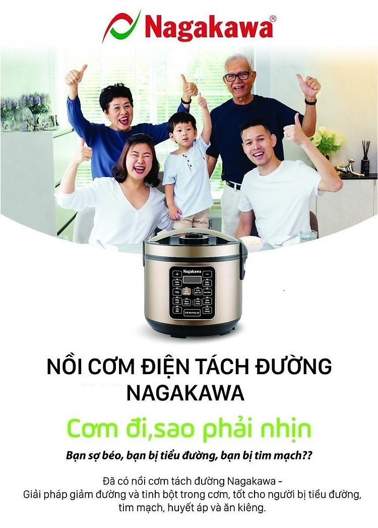 Nồi cơm điện tách đường Nagakawa NG-20 DT 1.8L - Hàng Chính Hảng