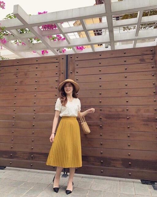 ️FLASH SALE️CHÂN VÁY MIDI DẬP LI NHỎ