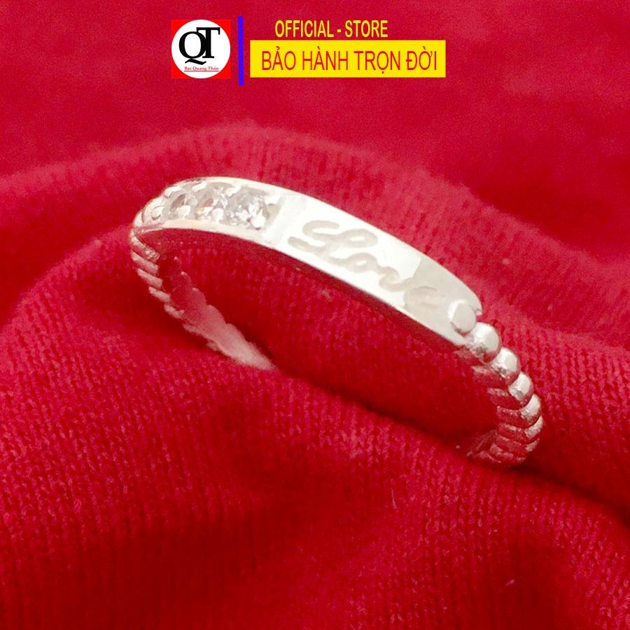 Nhẫn nữ love chất liệu bạc ta đính đá Cubic trang sức Bạc Quang Thản – QTNU.TN98