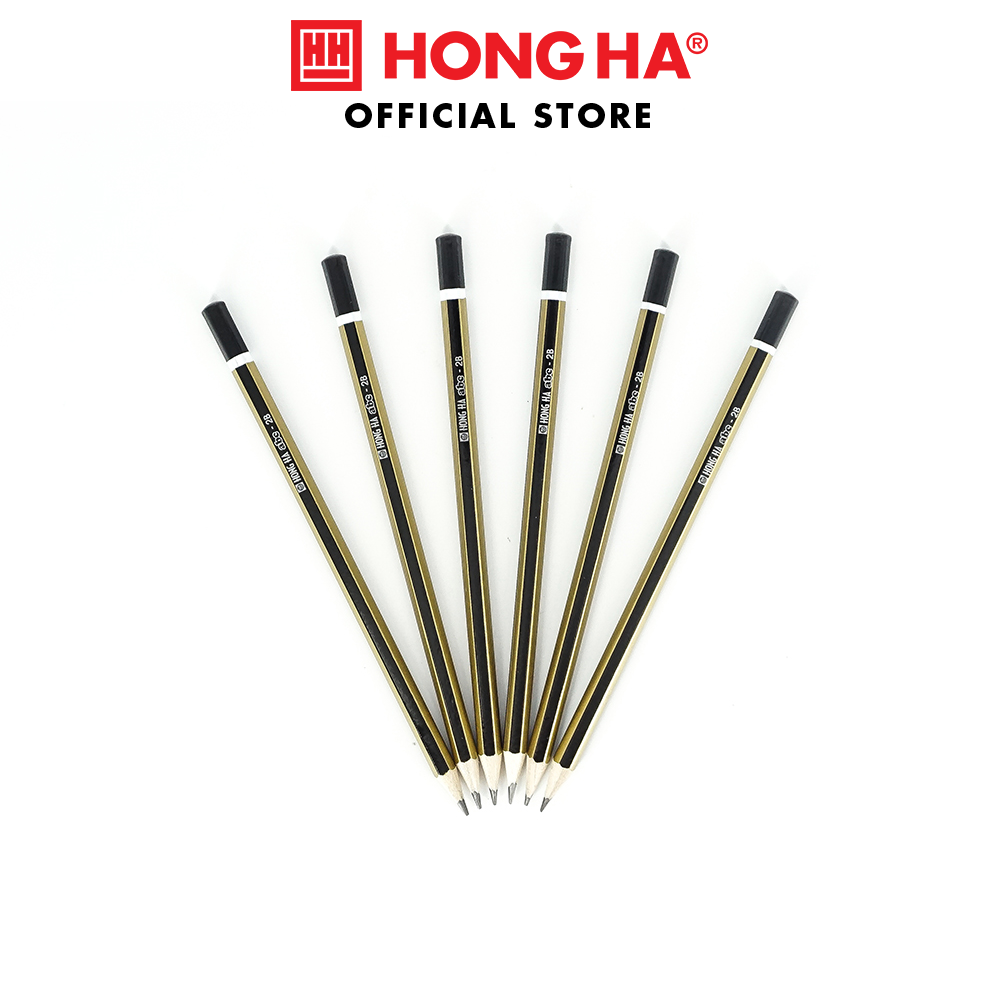 Hộp 12 chiếc bút chì 2B ABC Hồng Hà không tẩy 3404