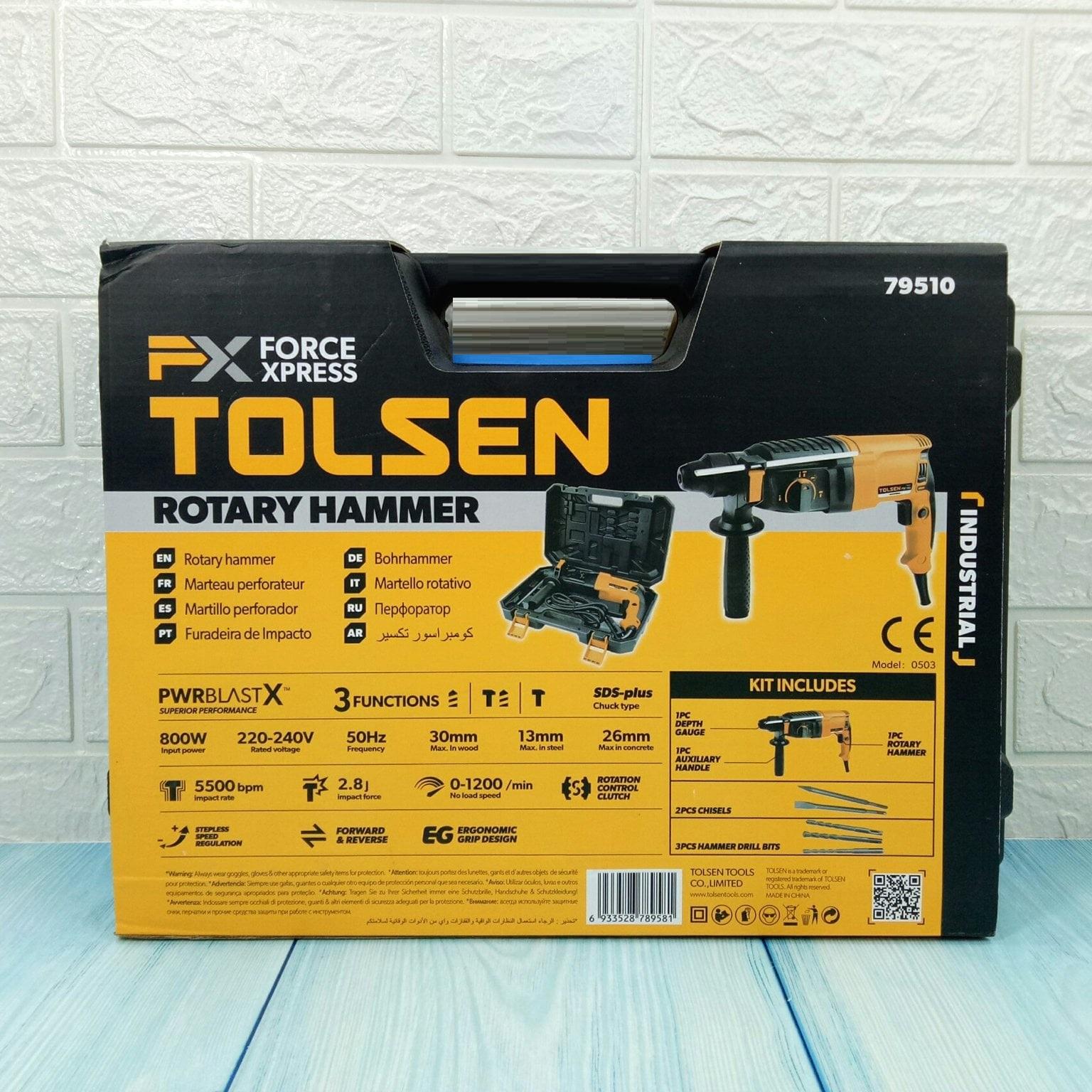 MÁY KHOAN ĐỤC 3 CHỨC NĂNG 800W TOLSEN 79510 - HÀNG CHÍNH HÃNG