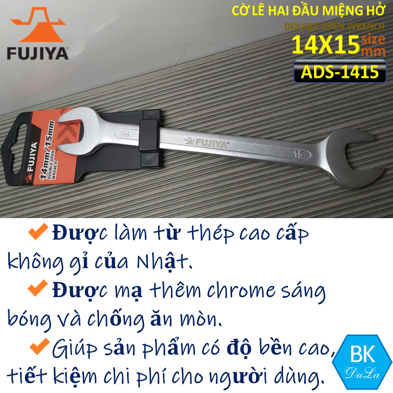 Cờ lê hai đầu miệng hở 14x15mm Fujiya Công nghệ Nhật Bản ADS-1415 Genuine Thép CR-V