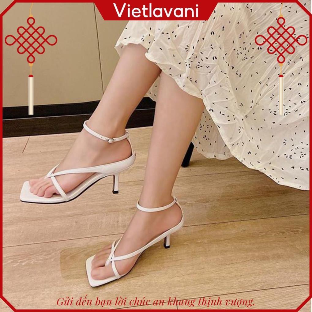 Hot 2023 Giày sandal nữ vietlavani mã S17 mũi vuông gót nhọn cao 7cm hàng đẹp có 2 màu trắng và đen