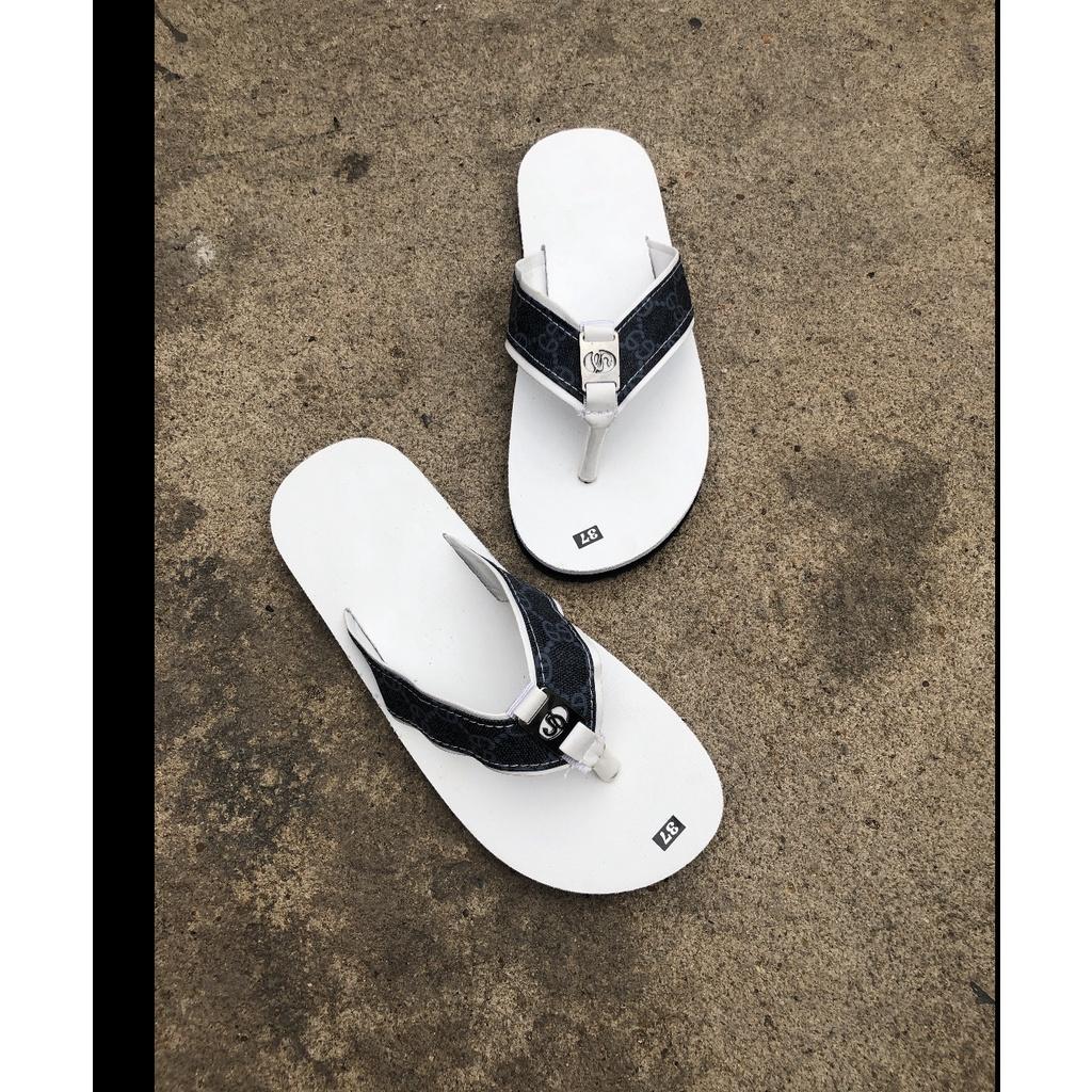 sandal đồng nai dép kẹp nam và nữ ( đế trắng quai kẹp gg xanh đen lót trắng ) size từ 35 nữ đến 44 nam