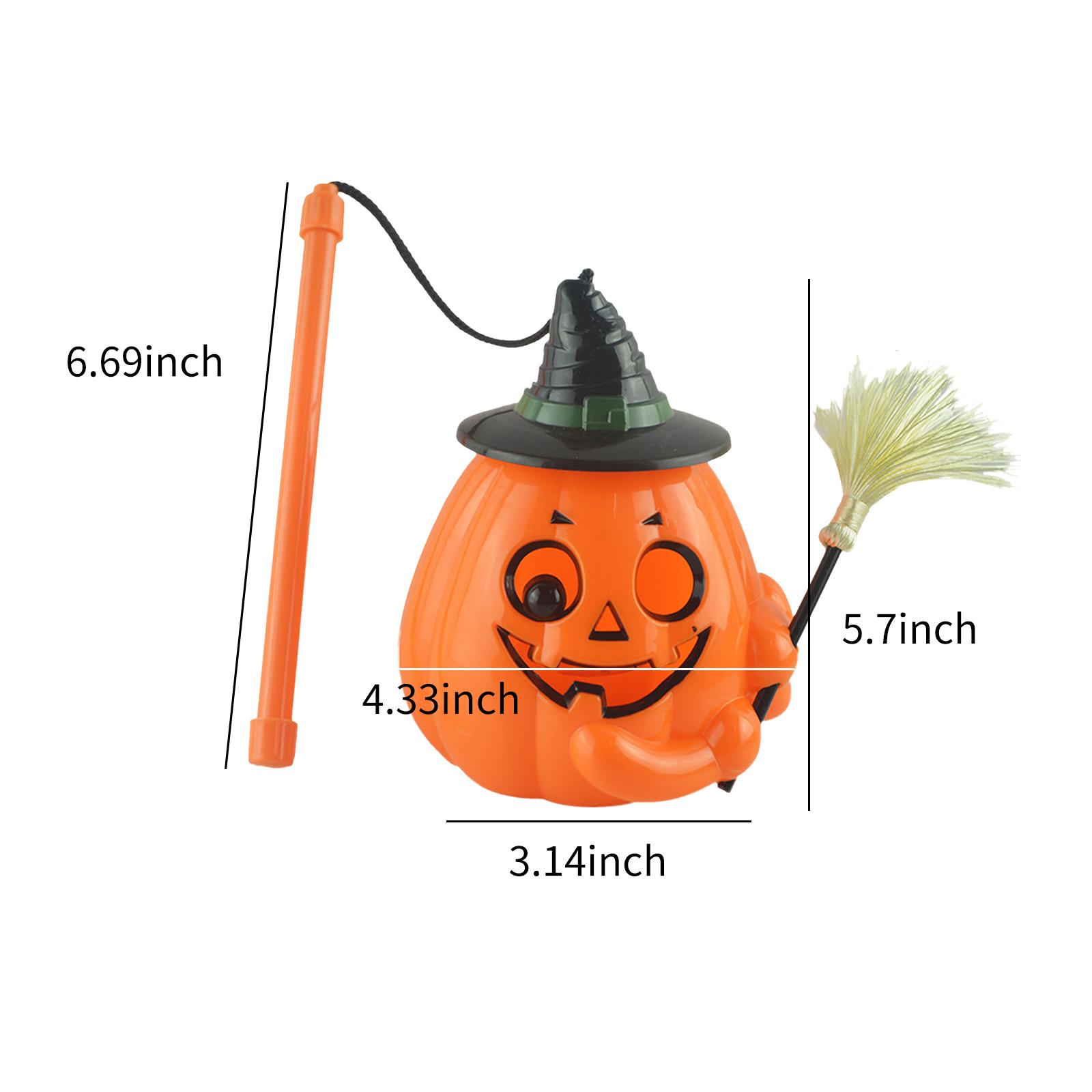 Đèn LED cầm tay Jack-O-Lantern với cây chổi Halloween Pumpkin hình dáng bí ngô cho trang trí tiệc