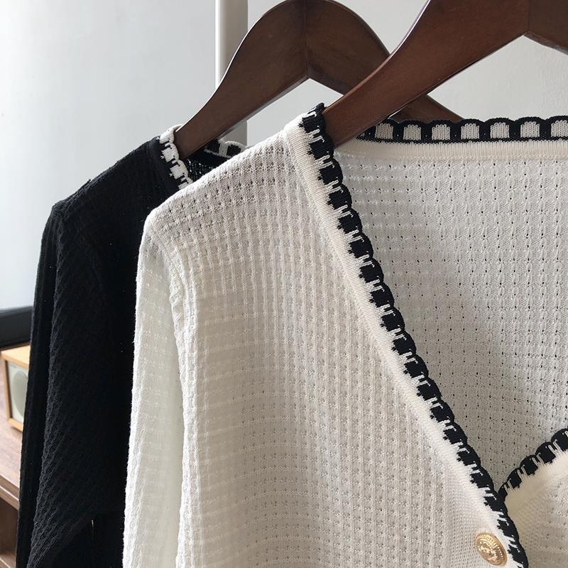 Cardigan nữ mỏng croptop hàn quốc dài tay cổ v ulzzang - 035
