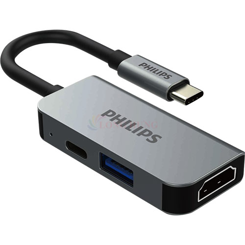 Cổng chuyển đổi Philips 3-in-1 Multifunction Adapter USB-C Hub SWV6113G/59 - Hàng chính hãng