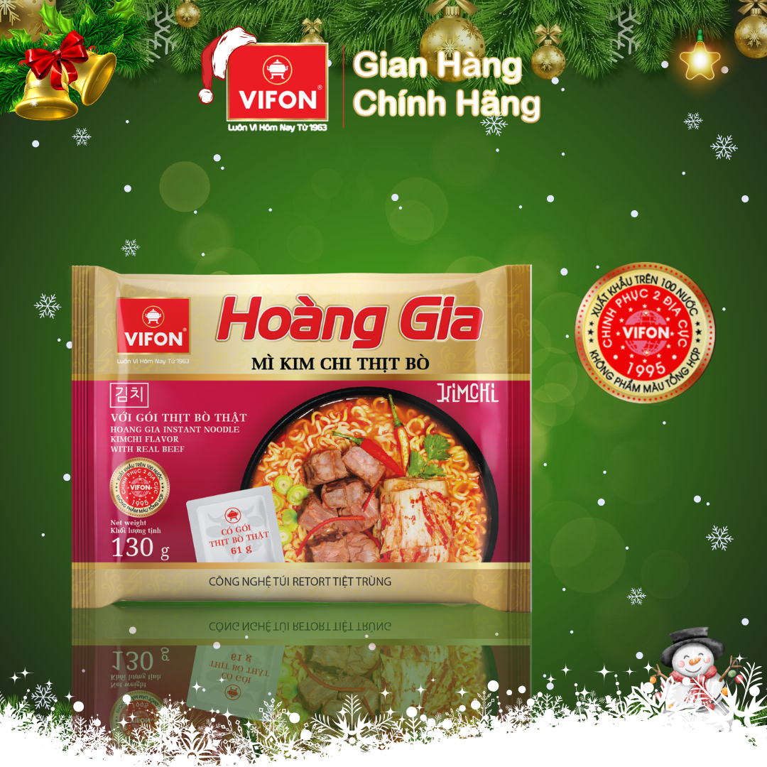 Thùng 18 Mì Kim Chi Thịt Bò HOÀNG GIA VIFON (130gr / Gói)