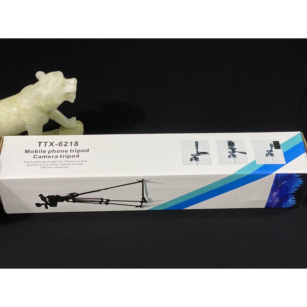 Chân Đế Máy Ảnh, Camera, Điện Thoại Tripod TTX-6218 Có Remote Bluetooth, Kẹp Điện Thoại Xoay Ngang Dọc