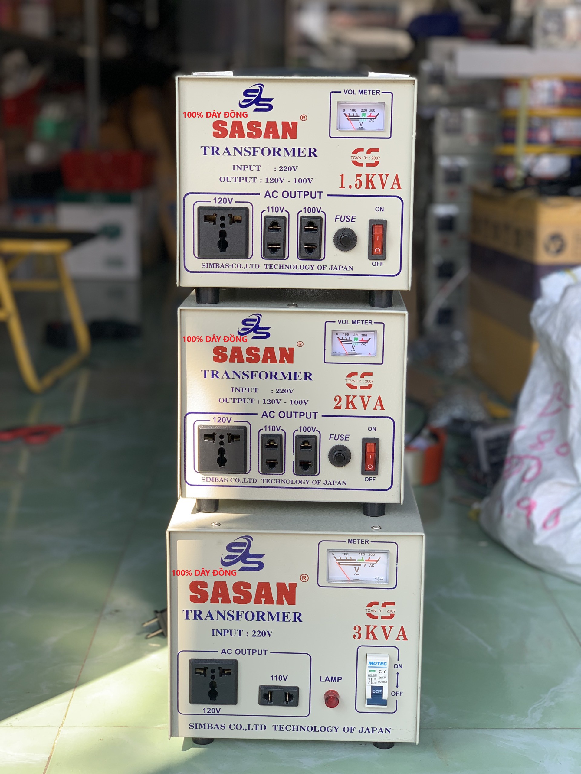 Biến áp đổi nguồn 220v sang 110v DÂY ĐỒNG 1KVA-1.5KVA-2KVA-3KVA MẪU MỚI CHẤT LƯỢNG CAO BẢO HÀNH 3 NĂM