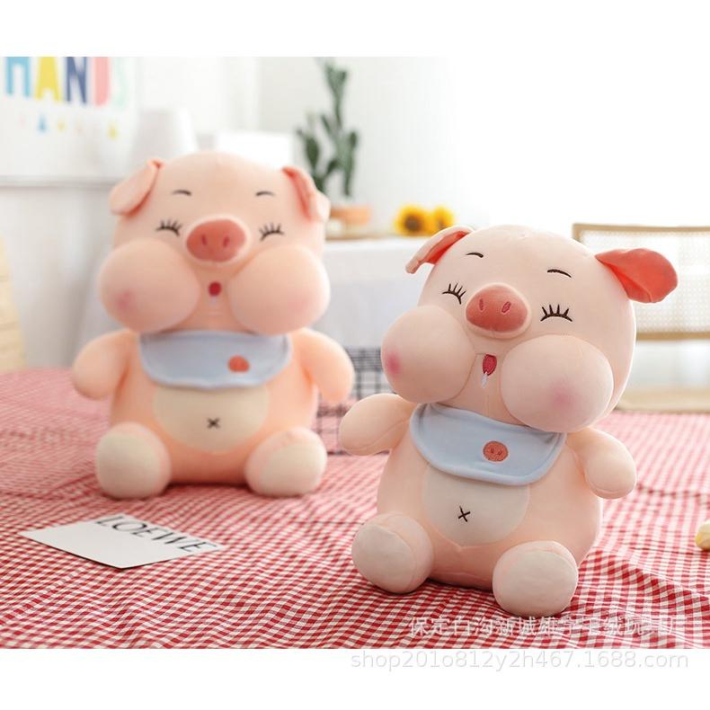 Gấu bông heo ú má phệ chảy dãi siêu dễ thương, gấu bông chất lượng cao làm quà tặng, gối ôm, size 25cm - 60cm
