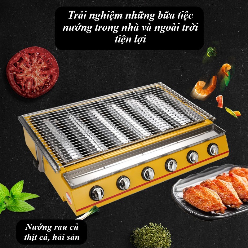 Hình ảnh Bếp Nướng Ga Hồng Ngoại Không Khói, nướng hải sản, nướng thịt- 6 đầu hồng ngoại hàng nhập khẩu