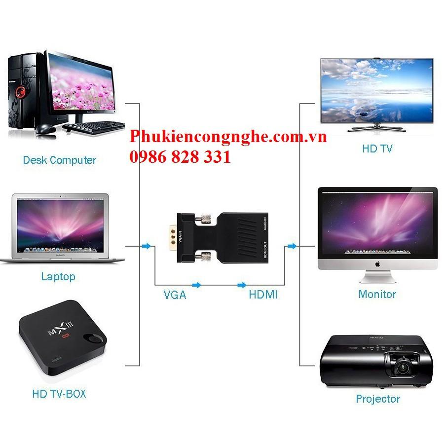 Đầu chuyển đổi VGA sang HDMI hỗ trợ âm thanh cao cấp