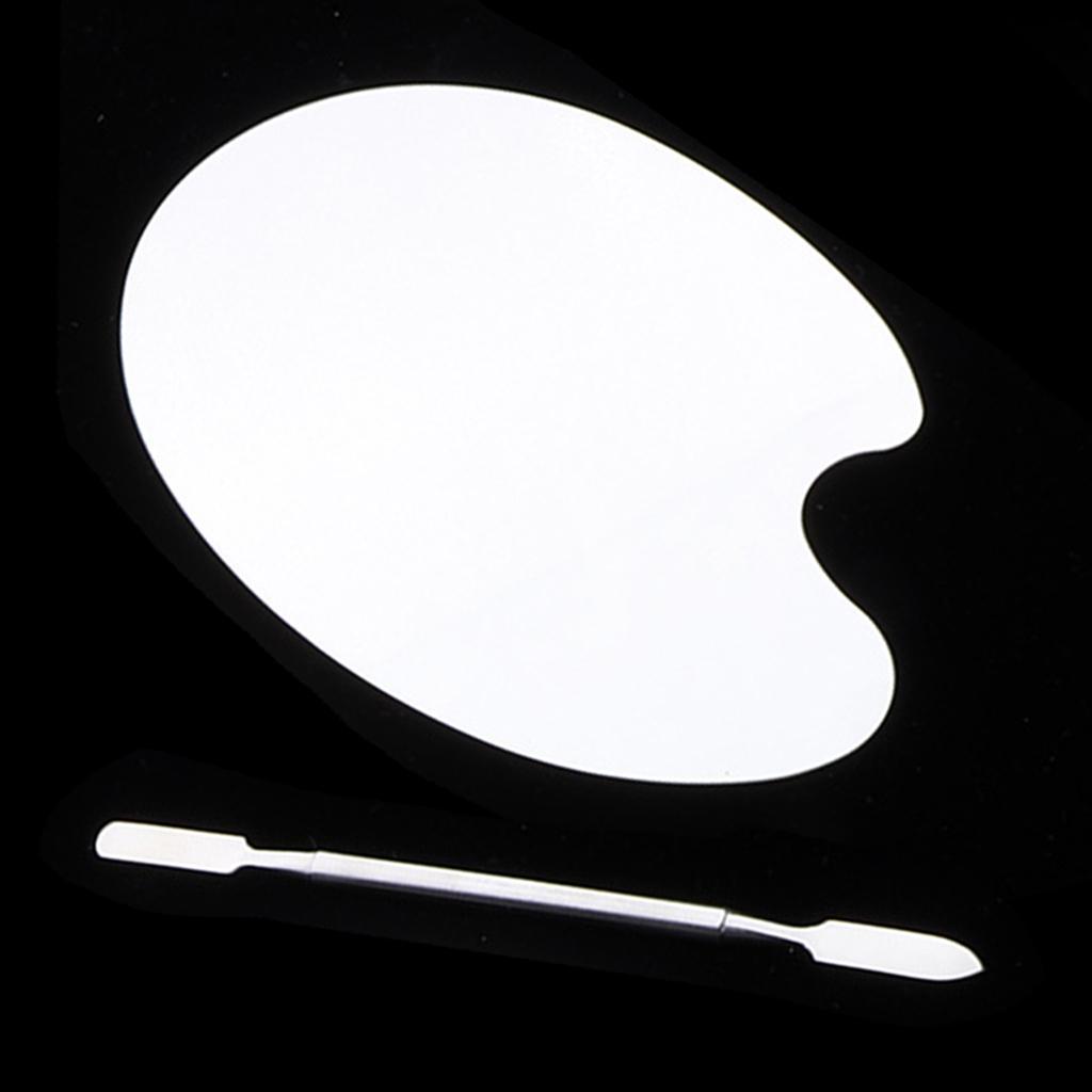 4 Makeup Cosmetic Nail Art Mixing Paint Palette Stainless Spatula Tray Tools