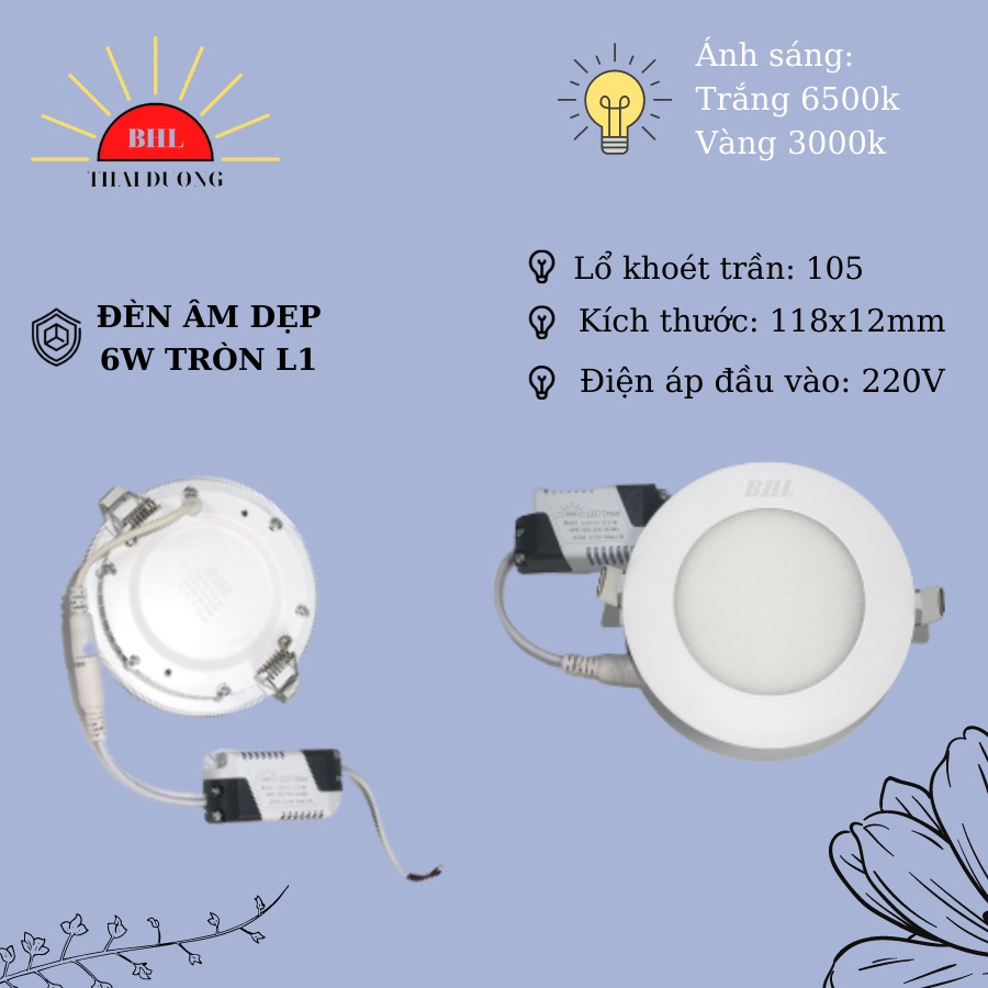 Đèn Âm Dẹp Tròn Thanh Nhôm 4W - 6W - 9W - 18W
